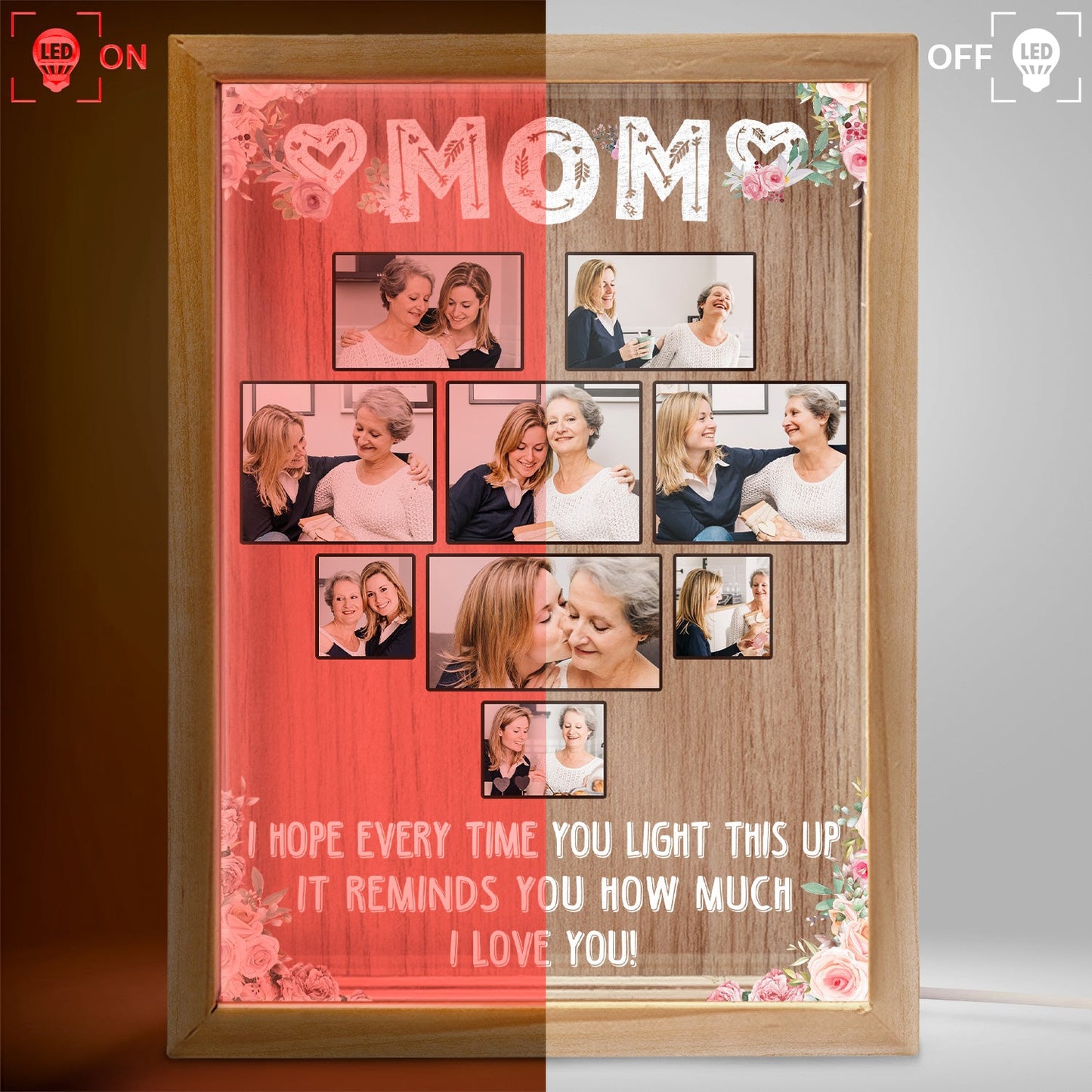 Custom Photo We Hope Every Time You Light This Up - Birthday, Loving Gift For Mom, Mother, Grandma, Grandmother - Personalized Picture Frame Light Box